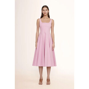 Staud Wells Midi Dress with Square Neckline in Quartz